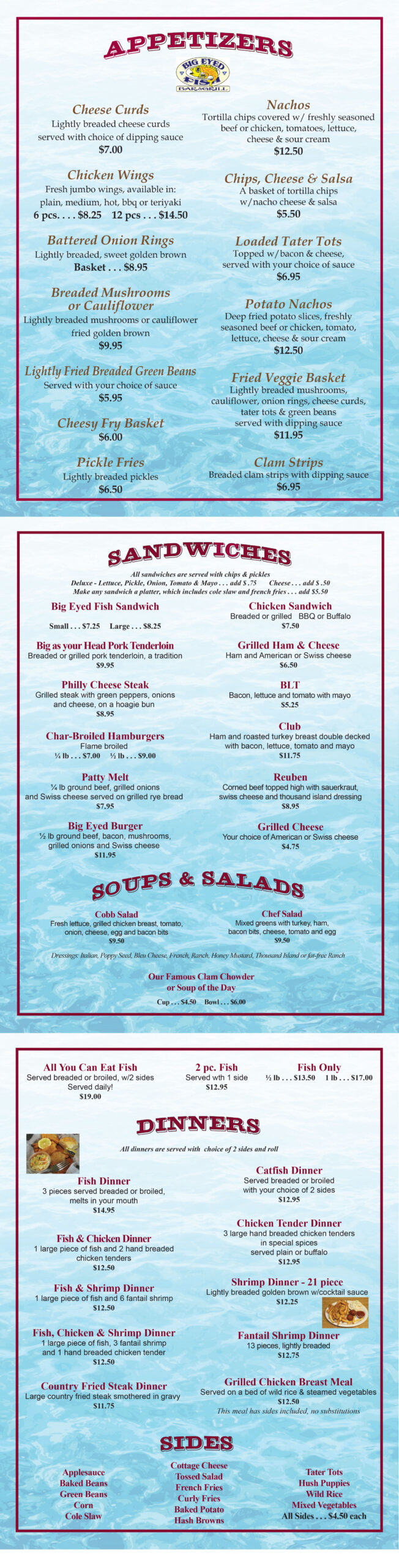 Original Big Eyed Fish  Menu